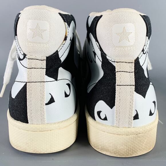 CONVERSE COMME des GARCONS PLAY Sz 10 Black White Hearts Canvas High Top Sneaker - Picture 3 of 3